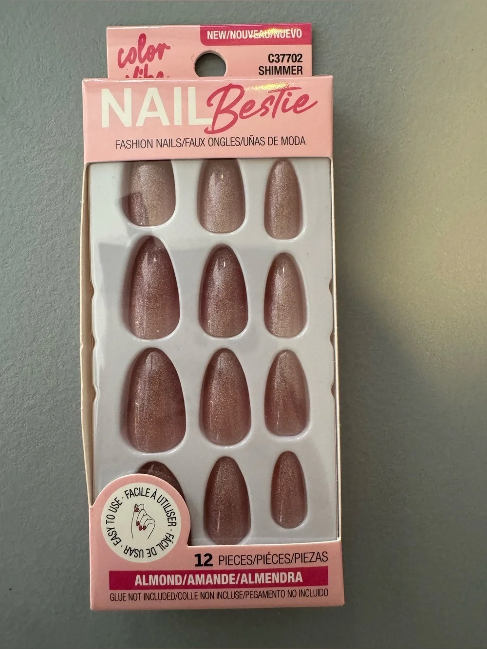 Nail Bestie Almond Shimmer Press-On Nails - Pinky Brown shimmer summer neutral